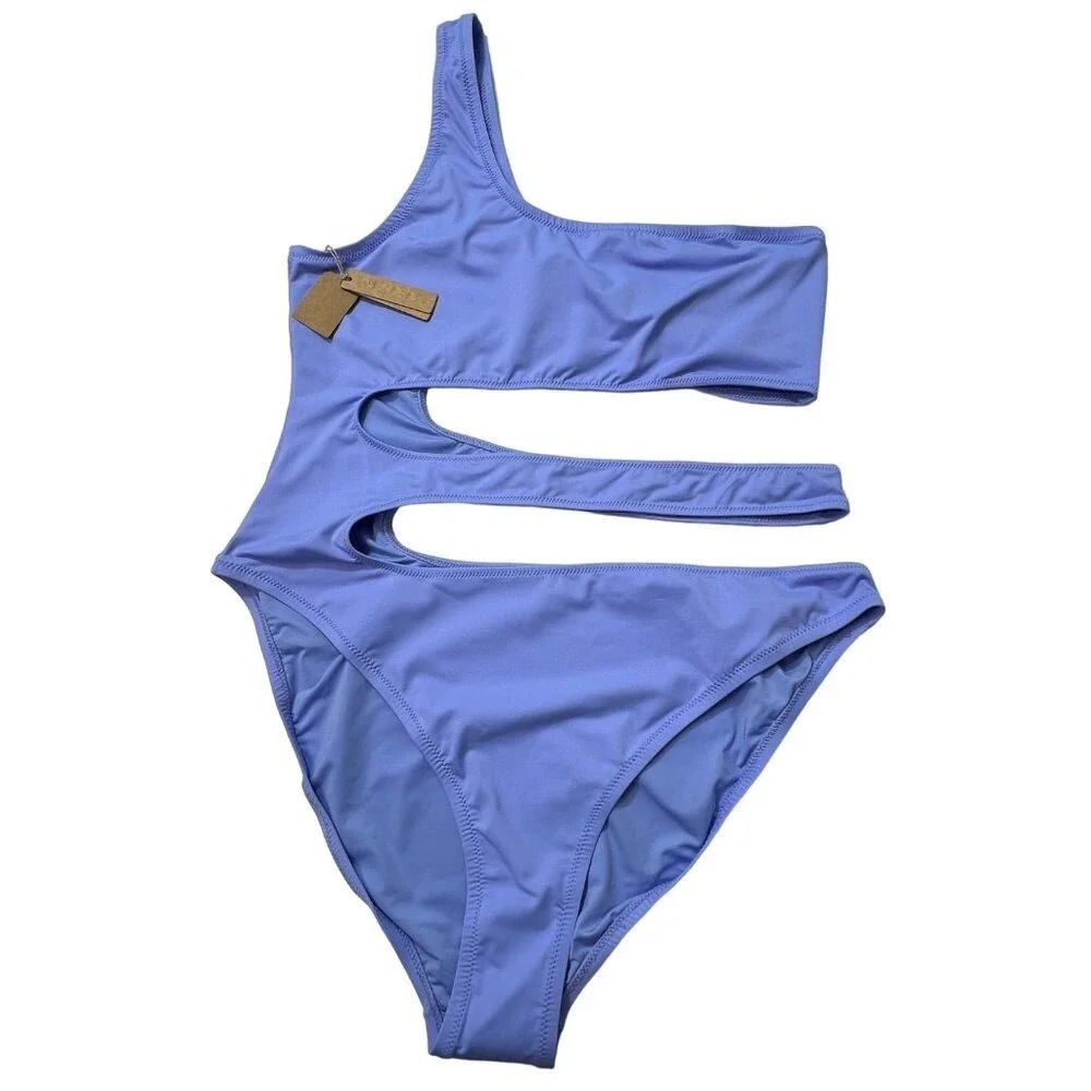SKIMS Swim One Shoulder Monokini Periwinkle Womens‎ XL